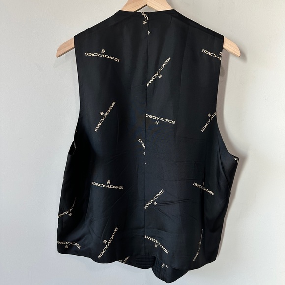 Vintage Stacy Adams Black on Black Plaid Button Down Vest Size 42L - Picture 7 of 7